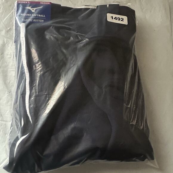 Mizuno Softball Pants Woman's Size Medium Elastic Bottom Navy Blue Athletic - Picture 15 of 15
